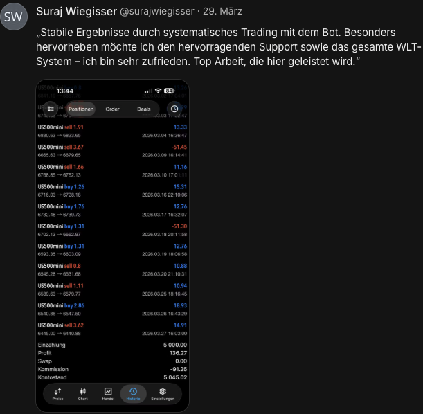 Whop-Bewertung von Suraj: Stabile Ergebnisse mit dem Bot